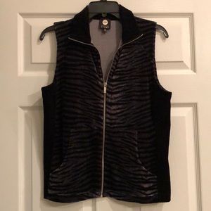 Zebra striped velour black vest